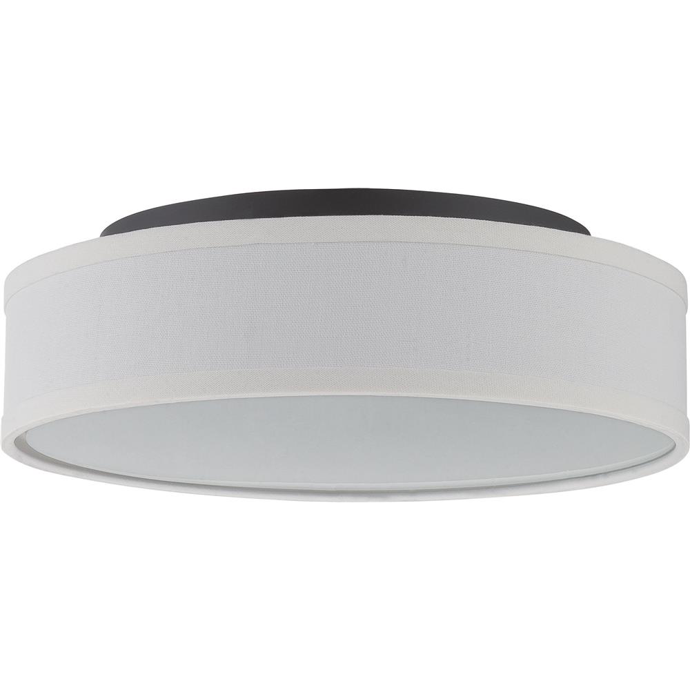 Nuvo Lighting 62/525  Heather - LED Flush Fixture with White Linen Shade in Aged Bronze Finish